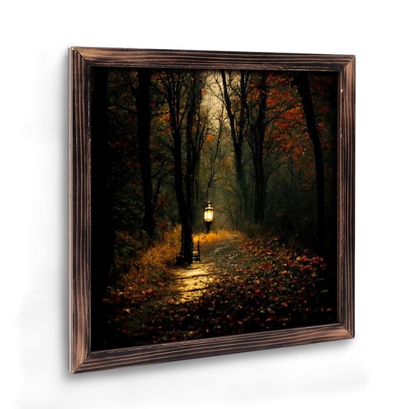 Art Prints Wall Art: Moody Fall Forest Wall Art ,Dark Fall Landscape Wall Art ,Rustic Lamppost ,Autumn Home Decor,Antique Wall Decor Style 08×08inch(20×20cm)