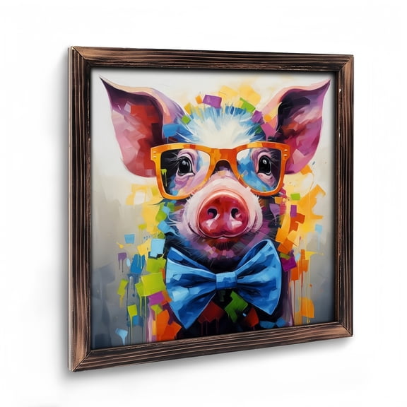 Art Prints Wall Art: Pig With Glasses Wooden Art Prints Wall Art Farm Animal Prints Cute Pig Pictures Funny Pig Poster Animals With Glasses Pictures Abstract Wooden Pig Artwork Wall Decor