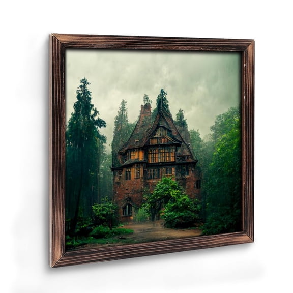 Art Prints Wall Art: Rustic House Art , Moody Victorian Wall Art ,Medieval Mansion Gothic Vintage Home Decor,Forest Landscape Home Wall Decor Style 08×08inch(20×20cm)