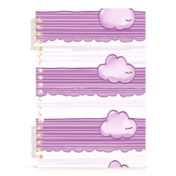 Art Purple Clouds Pattern A5 8.3x5.7in PP Notebook, Adjustable Rings, 60 Sheets, Diary or Journey Note