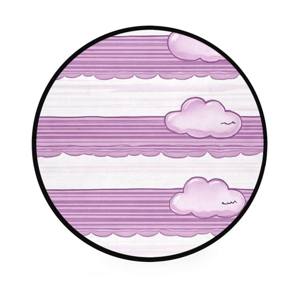 Art Purple Clouds Pattern Memory Foam Bath Mat 36" Absorbent Rug with Non Slip Base and 4 Bonus Pads
