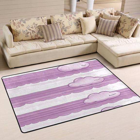 Art Purple Clouds Pattern Soft Polyester Area Rug 36''x24'', Non Slip, Memory Foam, Water Absorbent