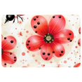 Art Red Floral Insect Washable Square Area Rug, NonSlip Floor Mat for