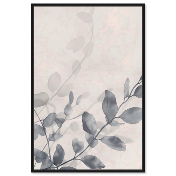 Art Remedy Abstract Botanicals Canvas, 20" x 30", Black Frame, Watercolor Leaf Study in Grey