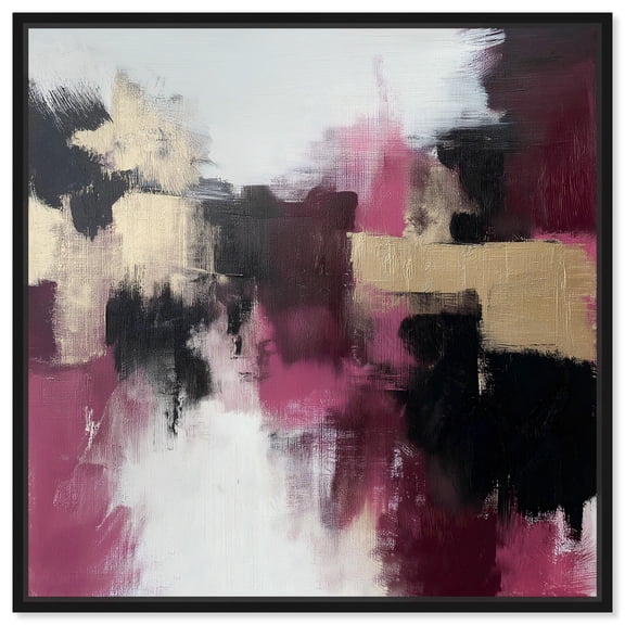 Art Remedy Abstract with Gold Canvas, 30" x 30", Black Frame, Language of the Soul I