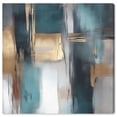 thumbnail image 1 of Art Remedy Abstract with Gold Canvas, 40" x 40", Gallery Wrapped, Reflections in Teal and Ochre I, 1 of 7