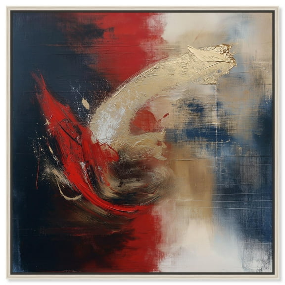 Art Remedy Abstract with Gold Canvas, 40" x 40", Silver Frame, Raging Hues II