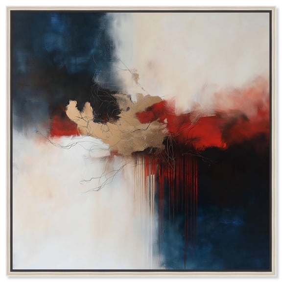 Art Remedy Abstract with Gold Canvas, 40" x 40", Silver Frame, Raging Hues I