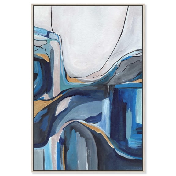 Art Remedy Blue Paintings Canvas, 30" x 45", Silver Frame, Mixture of Feelings