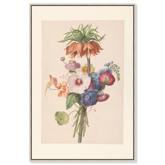 Art Remedy Botanical Prints Canvas, 30" x 45", Silver Frame, Indigo Bouquet 1820