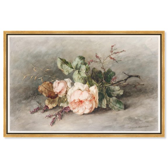 Art Remedy Classic Still Life Canvas, 45" x 30", Gold Frame, Rozen by Margaretha Roosenboom