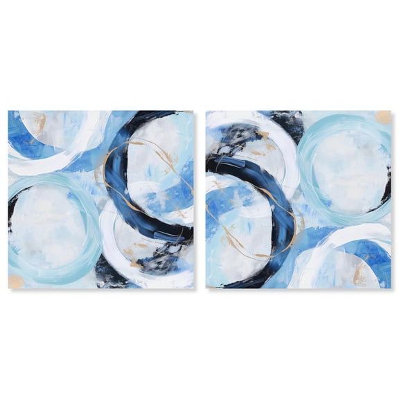 Art Remedy Coastal Abstracts Canvas, 12" x 12", Gallery Wrapped, Modern Rounds I Set