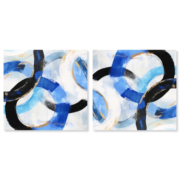 Art Remedy Coastal Abstracts Canvas, 12" x 12", Gallery Wrapped, Modern Rounds II Set
