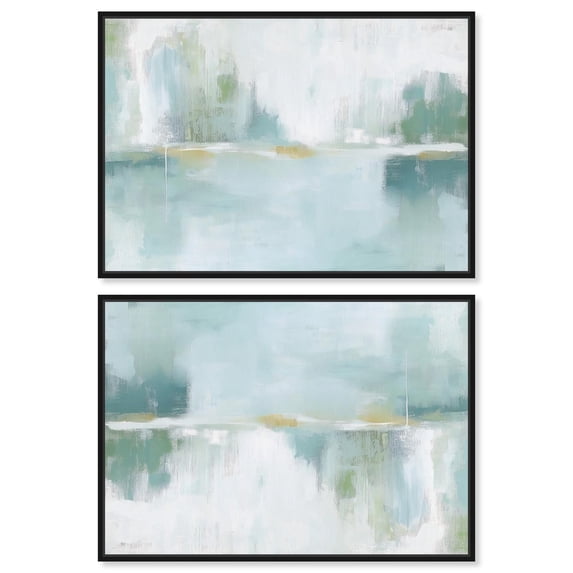 Art Remedy Coastal Abstracts Canvas, 15" x 10", Black Frame, Mirrored Aqua Dream I Set