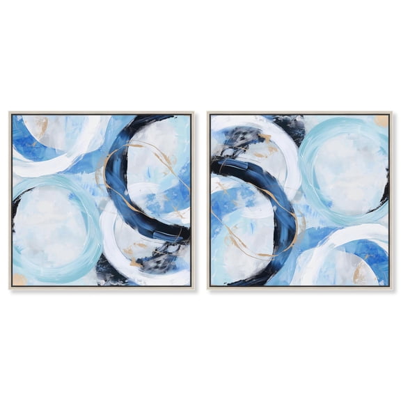 Art Remedy Coastal Abstracts Canvas, 20" x 20", Silver Frame, Modern Rounds I Set