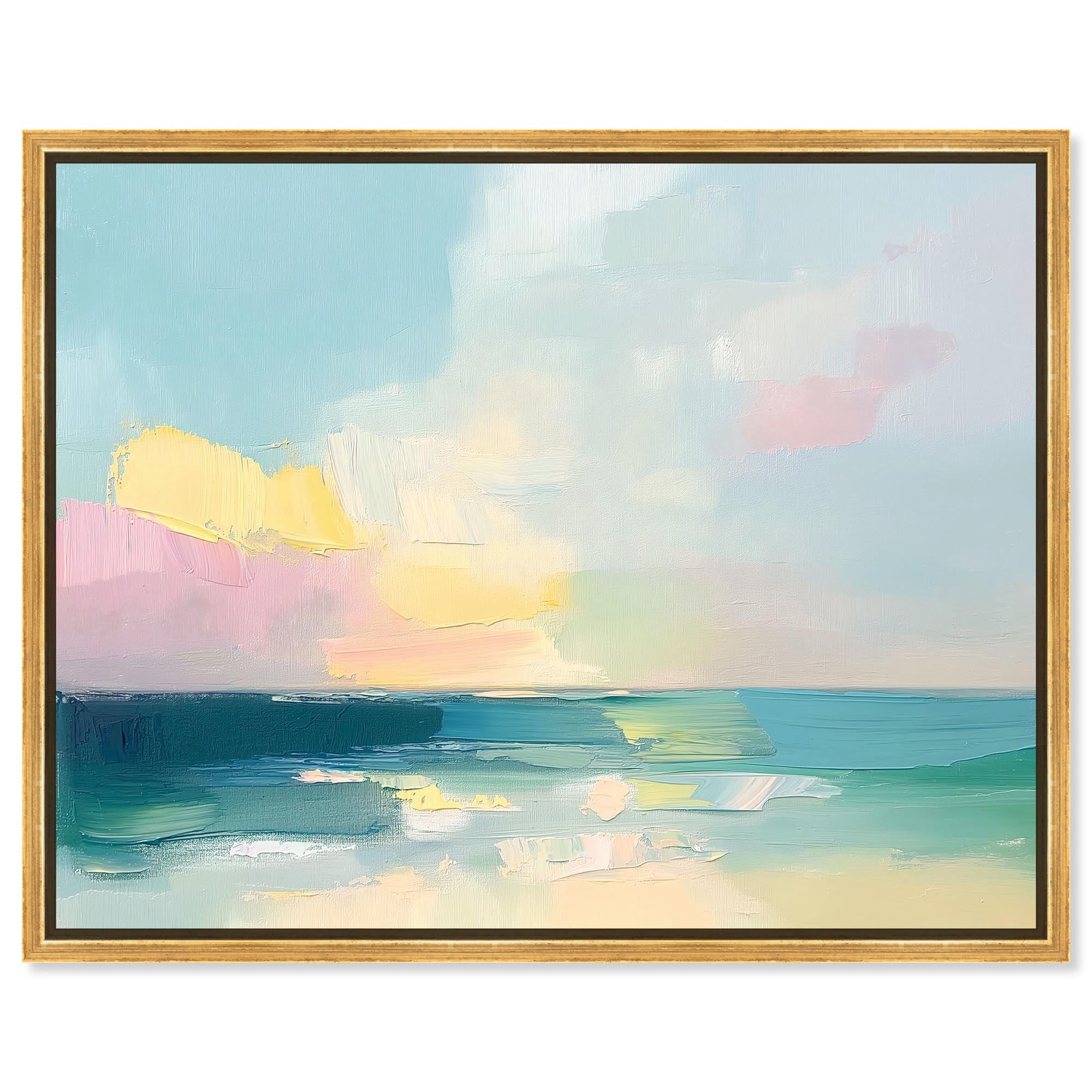 Art Remedy Coastal Prints Canvas, 30" x 24", Gold Frame, Sunrise ...