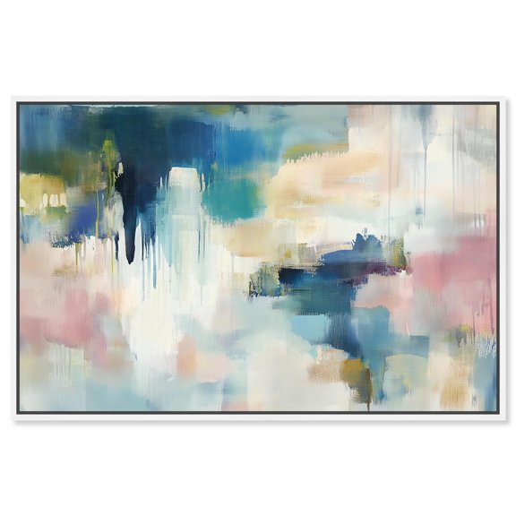 Art Remedy Cold Tones Abstract Canvas, 15" x 10", White Frame, Pale Periwinkle II