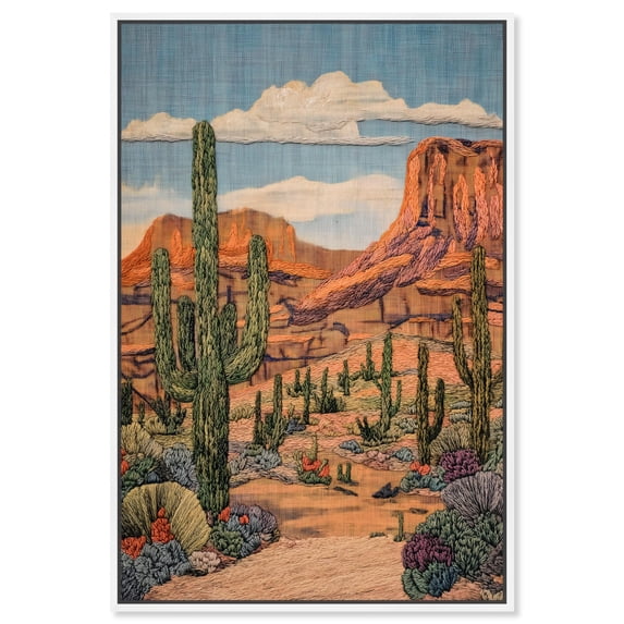 Art Remedy Colorful Prints Canvas, 10" x 15", White Frame, Cactus Kingdom