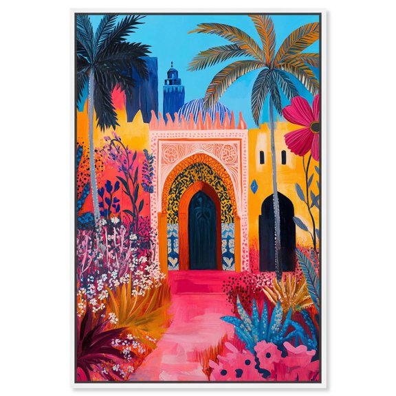 Art Remedy Colorful Prints Canvas, 20" x 30", White Frame, Morrocan Garden II