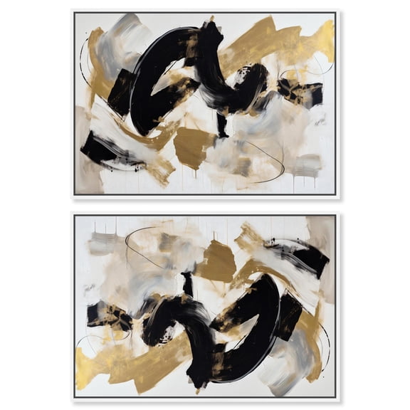 Art Remedy Contemporary Art Canvas, 15" x 10", White Frame, Moved Abstraction Set