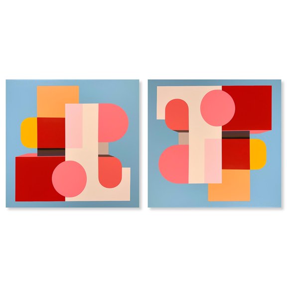 Art Remedy Contemporary Art Canvas, 16" x 16", Gallery Wrapped, Abstract Blocks Set