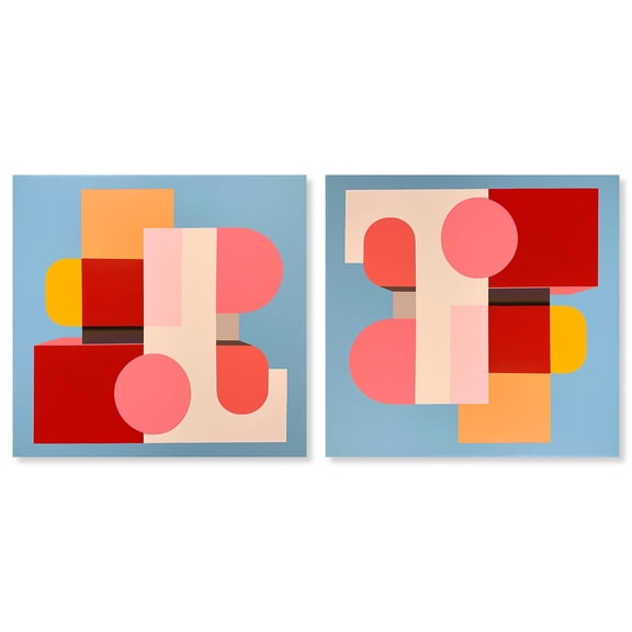 Art Remedy Contemporary Art Canvas, 20" x 20", Gallery Wrapped, Abstract Blocks Set