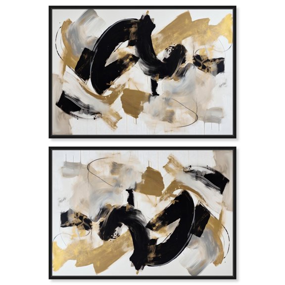 Art Remedy Contemporary Art Canvas, 24" x 16", Black Frame, Moved Abstraction Set