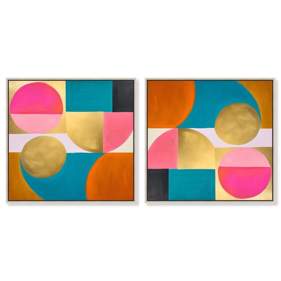 Art Remedy Contemporary Art Canvas, 30" x 30", Silver Frame, Polygons Puzzle Set