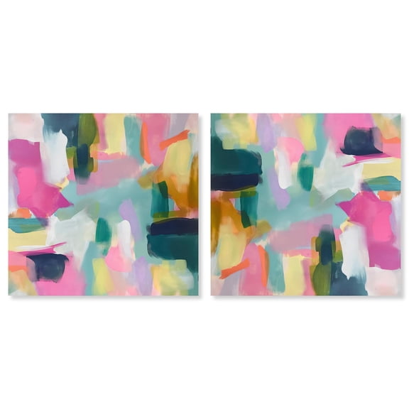 Art Remedy Dopamine Art Canvas, 20" x 20", Gallery Wrapped, Flamingo Mist II Set
