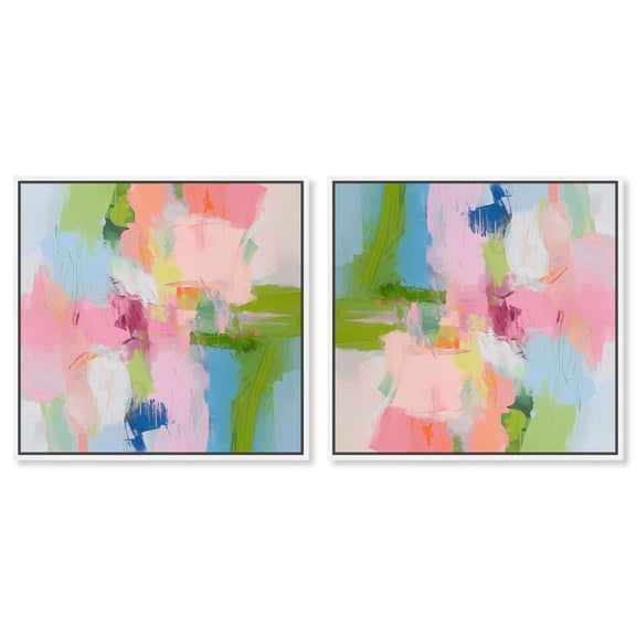Art Remedy Dopamine Art Canvas, 40" x 40", White Frame, Dynamic Brushwork Set