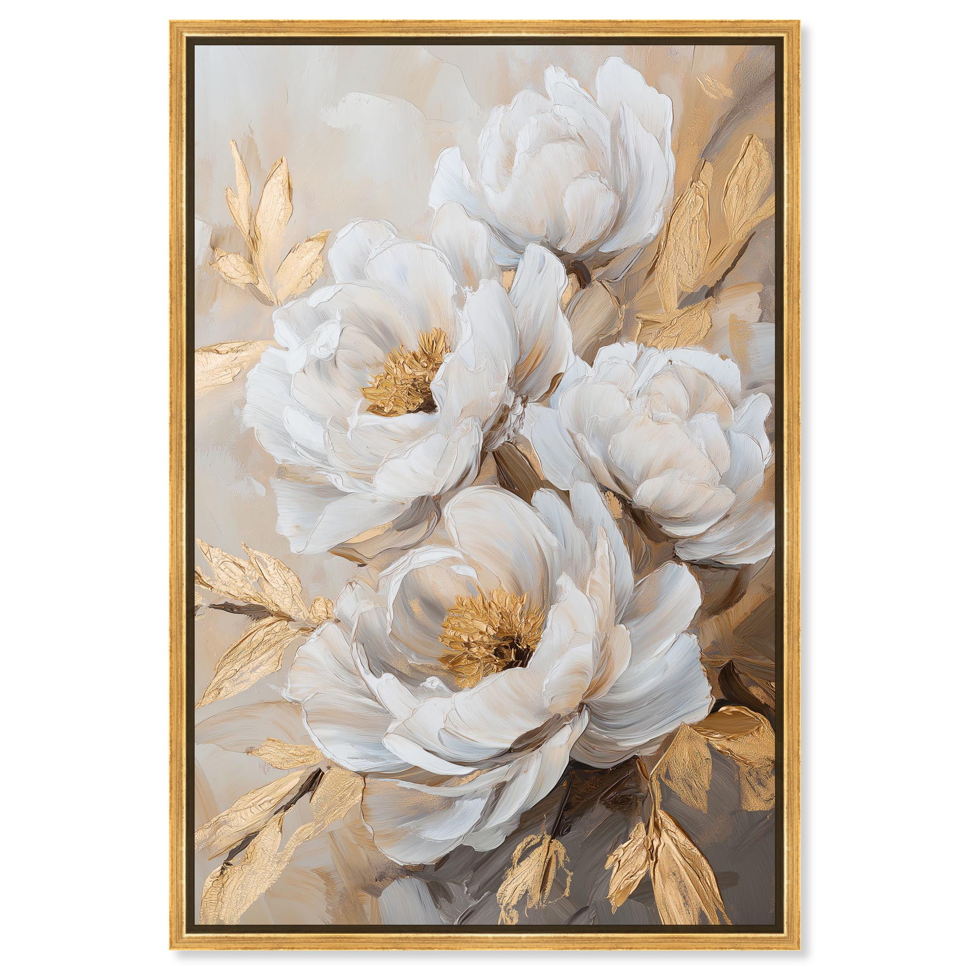 Art Remedy Elegant Flower Art Canvas, 24" x 36", Gold Frame, Blooming ...