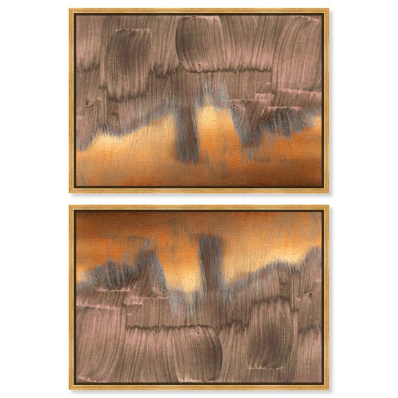 Art Remedy Expressionism Abstract Canvas, 30" x 20", Gold Frame, Starry Night in Copper Tone Set