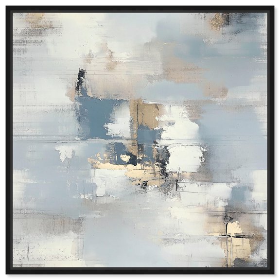 Art Remedy Faded Blue Abstract Canvas, 16" x 16", Black Frame, Forms of Feeling
