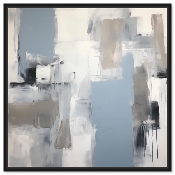 Art Remedy Faded Blue Abstract Canvas, 20" x 20", Black Frame, Contemplative Blues I