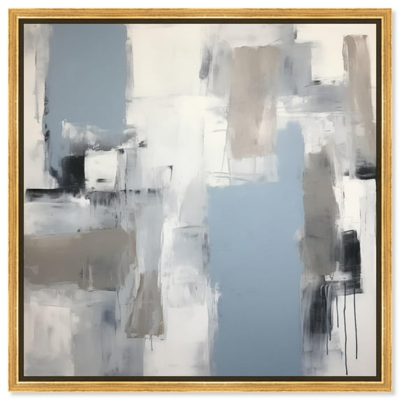 Art Remedy Faded Blue Abstract Canvas, 20" x 20", Gold Frame, Contemplative Blues I