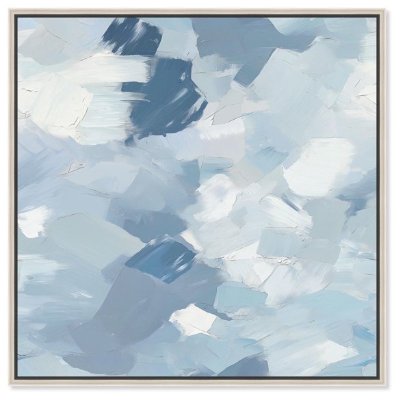 Art Remedy Faded Blue Abstract Canvas, 30" x 30", Silver Frame, Where Clouds Gather III