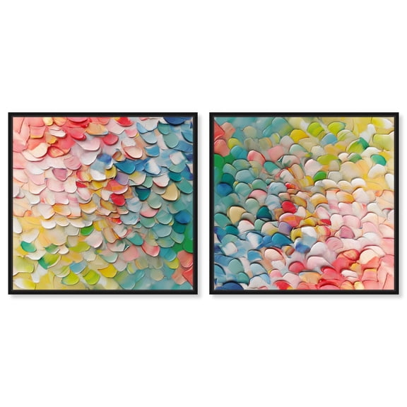 Art Remedy Flowy Abstracts Canvas, 12" x 12", Black Frame, Colorful Fish Patterns II Set