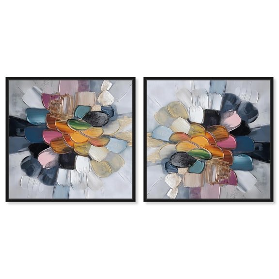 Art Remedy Flowy Abstracts Canvas, 16" x 16", Black Frame, Chromatic Colorplay Set