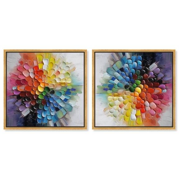 Art Remedy Flowy Abstracts Canvas, 20" x 20", Gold Frame, Elysian Colorbloom Set