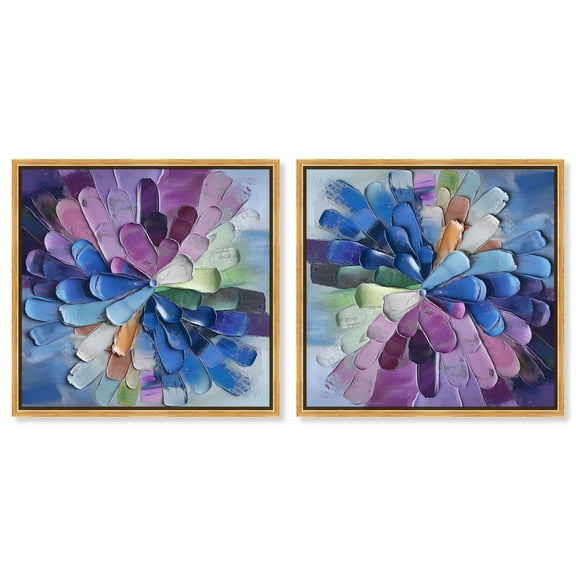 Art Remedy Flowy Abstracts Canvas, 20" x 20", Gold Frame, Floralisque I Set