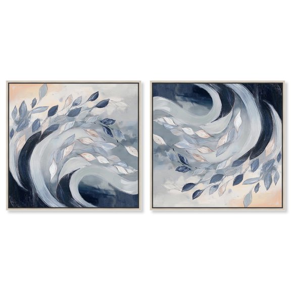 Art Remedy Flowy Abstracts Canvas, 20" x 20", Silver Frame, Waves of Verdure Set