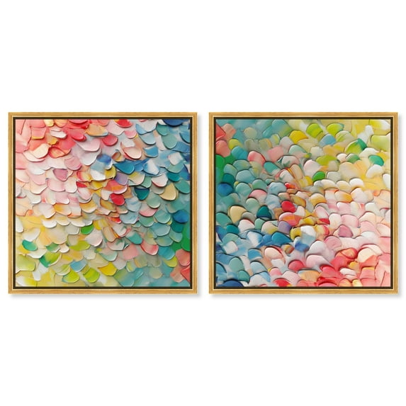 Art Remedy Flowy Abstracts Canvas, 30" x 30", Gold Frame, Colorful Fish Patterns II Set