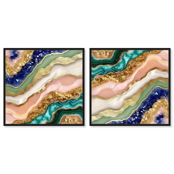Art Remedy Geode Art Canvas, 12" x 12", Black Frame, Lustrous Elements Set