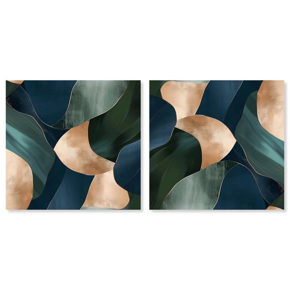 Art Remedy Geode Art Canvas, 12" x 12", Gallery Wrapped, Navy and Emerald Bits I Set