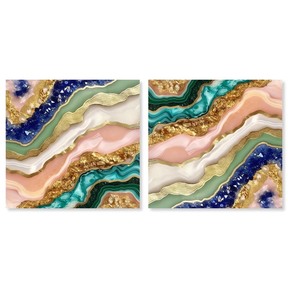Art Remedy Geode Art Canvas, 30" x 30", Gallery Wrapped, Lustrous Elements Set