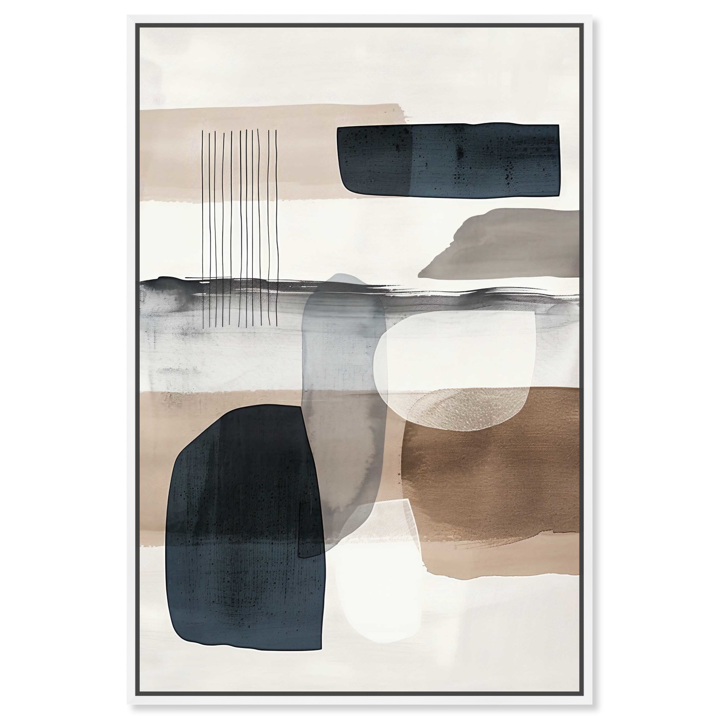 Layers of Depth Abstract Canvas Art with White Frame, 55" x 37"