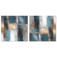 thumbnail image 1 of Art Remedy Mancave Art Canvas, 16" x 16", Gallery Wrapped, Reflections in Teal and Ochre I Set, 1 of 5