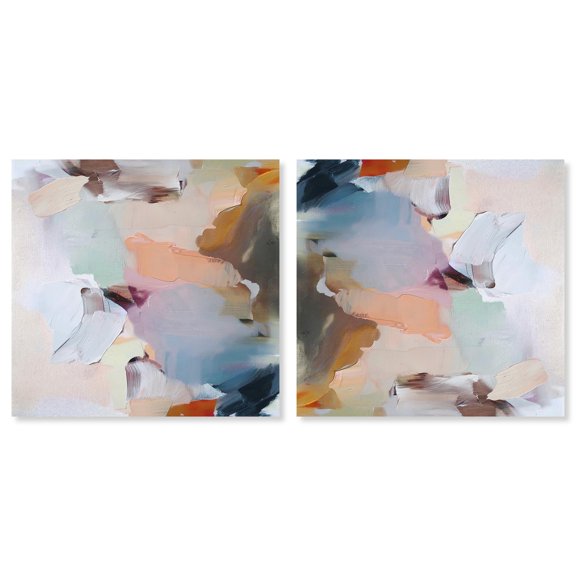 Art Remedy Maximalist Abstract Canvas, 12" x 12", Gallery Wrapped, Neutral Nirvana II Set