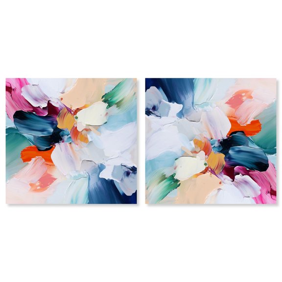Art Remedy Maximalist Abstract Canvas, 24" x 24", Gallery Wrapped, Visual Poem III Set