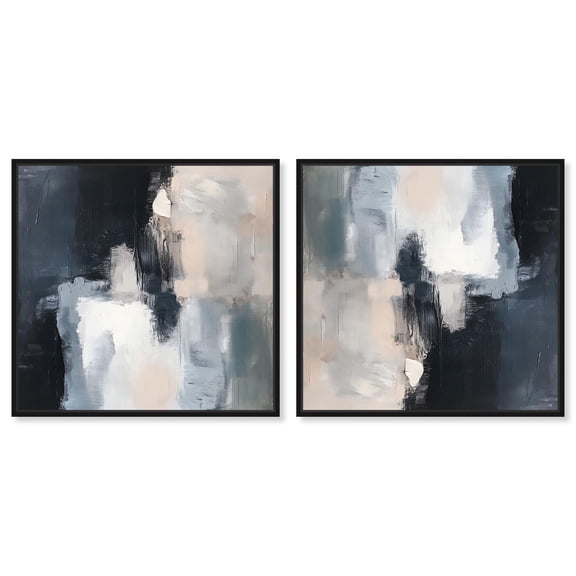 Art Remedy Minimalism Abstract Canvas, 12" x 12", Black Frame, Textured Serenity Set